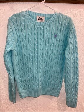 Lilly Pulitzer Cable Knit Sweater in Aqua Blue